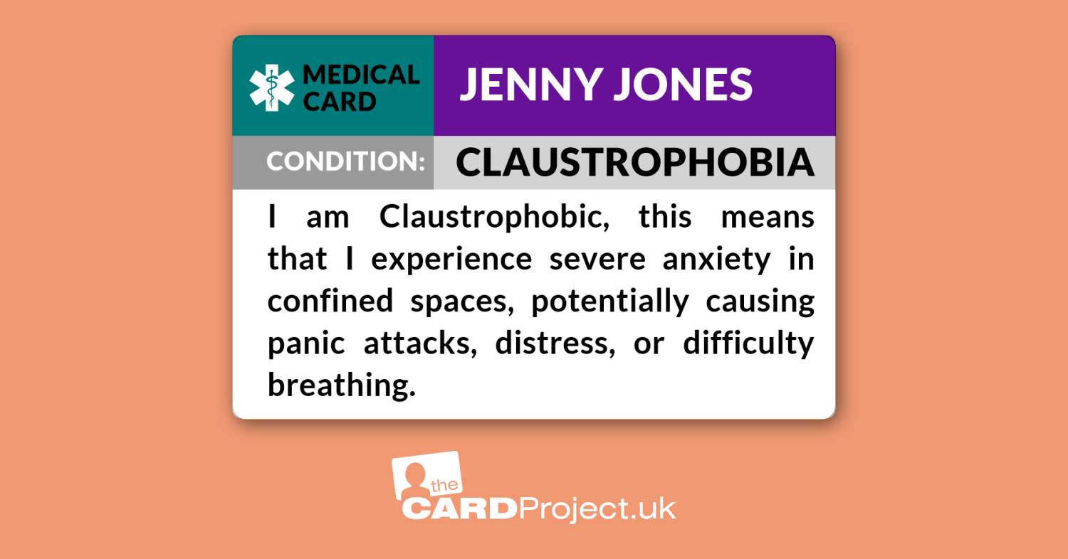 Claustrophobia Medical ID Card (FRONT)
